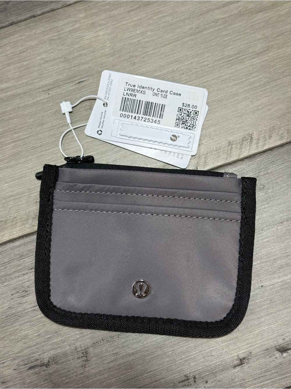 241: Lululemon True Identity Card Case Lunar Rock Black NWT